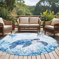 thumbnail image 5 of Sea Turtle Coastal Round Area Rug 6 FT, Non Slip Bedroom Area Rug, Blue Summer Beach Coral Jellyfish Washable Soft Circular Carpet Non-Shedding Floor Mat for Kitchen Dining Room Home Office Kids Room, 5 of 9