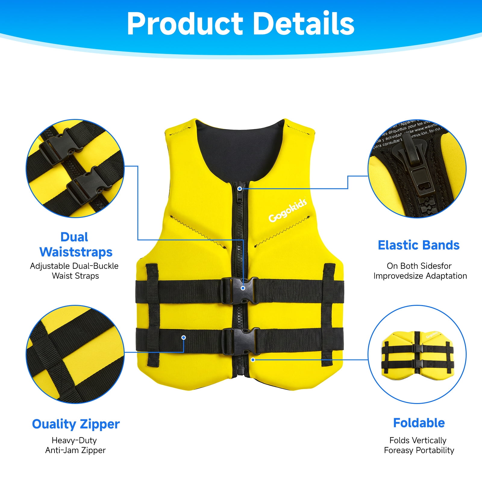Gogokids Life Jacket Swim Vest for Adult Women men,Foldable Buoyancy Vest with Dual Buckle,Float Jacket for Boating,Kayaking,Swimming,Paddle and Fishing
