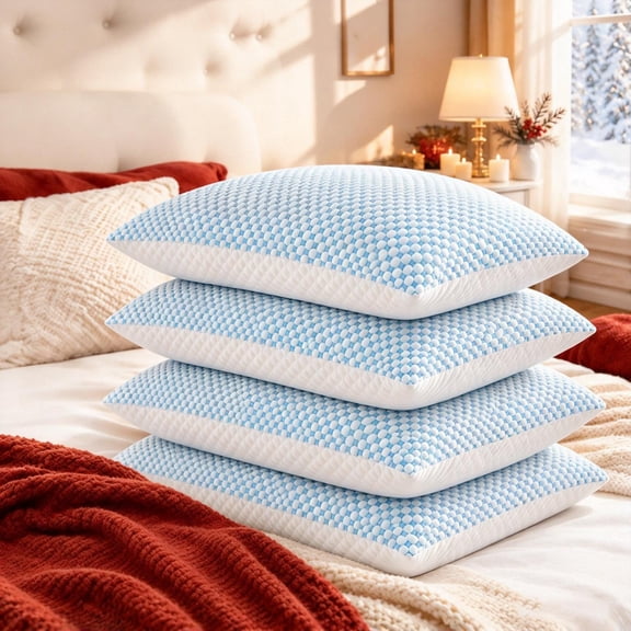 4 Pack King Size Adjustable Loft Cooling Pillows, Dual-Sided Ultra Soft Breathable Bed Pillow Set, Support Pillow for All Sleep Positions Side Back Stomach Sleepers, Removable Washable Cover
