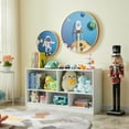 thumbnail image 2 of Kids Toy Storage Organizer, 5-Section Storage Cabinet for Organizing Books Toys, Wooden Bookshelf Daycare Furniture for School, Classroom Playroom, Nursery, Kindergarten (Gray), 2 of 6