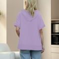 thumbnail image 4 of Xudanell Womens Clothes Fashion Half Zip Hoodie Short Sleeve Pocket Oversized Comfort Colors Sweatshirt Top Purple XL, 4 of 7