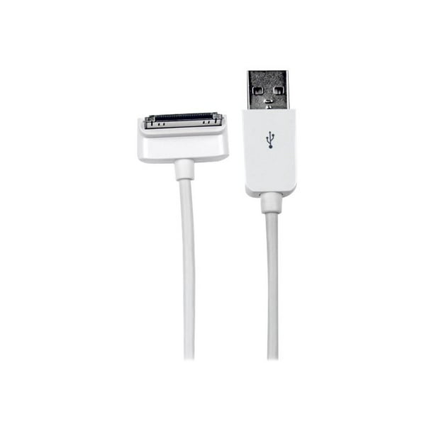 StarTech.com 2m Down Angle Apple 30-pin Dock to USB Cable iPhone iPod - Charging / data cable - USB to Apple Dock (M) - 6.6 ft - shielded - white -