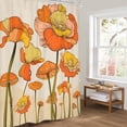 thumbnail image 6 of Retro Orange Floral Mushroom Shower Curtain 70s Rustic Vintage Yellow Abstract Aesthetic Flower Plant Botanical 72Wx72H Inch Modern Fabric Decor Bathroom Polyester Waterproof 12 Pack Hooks, 6 of 6