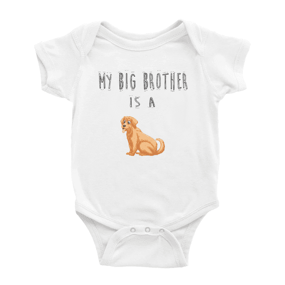 My Big Brother Is A Golden Retriever Dog Funny Baby Bodysuit Boy Girl Unisex
