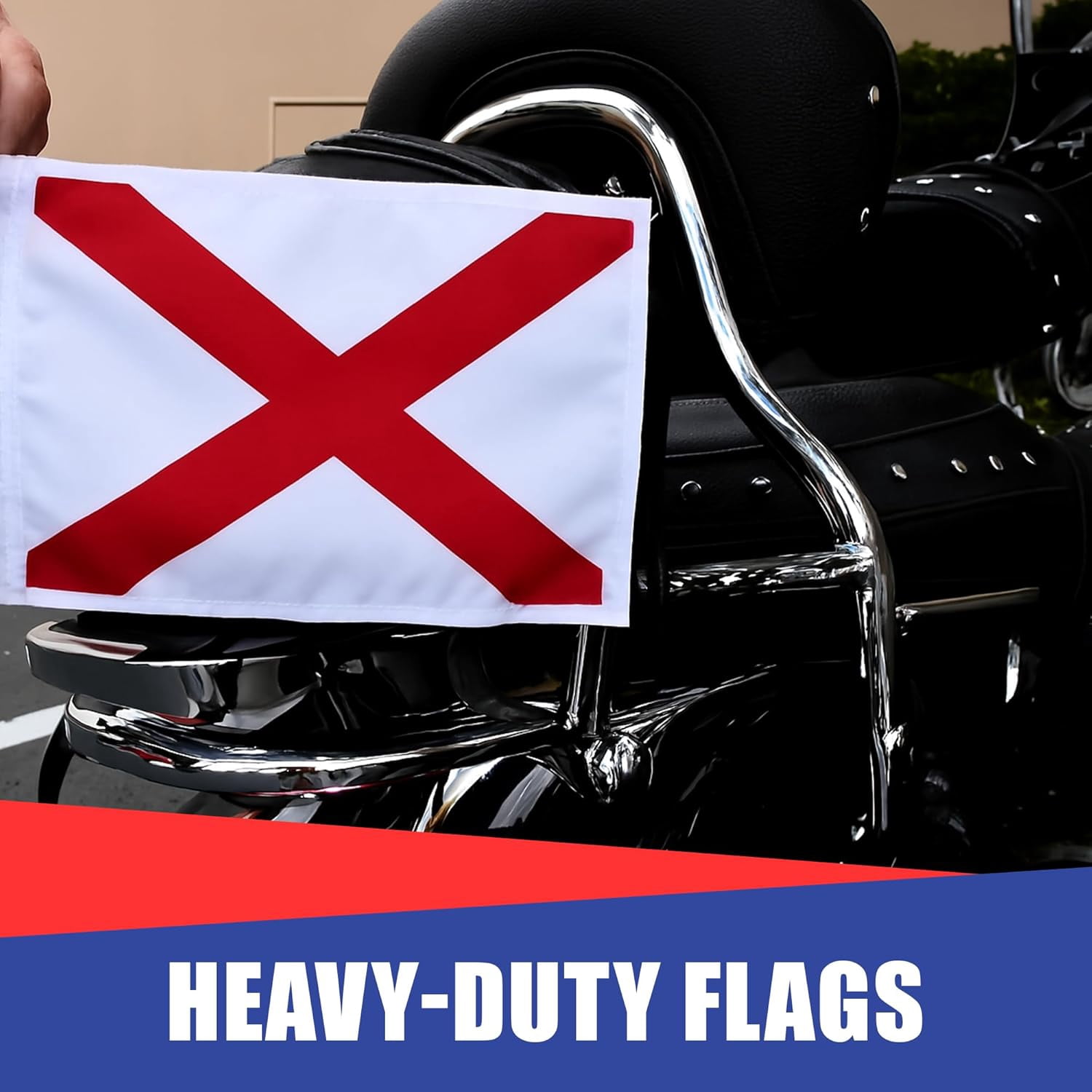 Alabama Motorcycle Flag 6"x9" | Durable Cotton-Poly Blend | Double-Sided & Double-Stitched | 1/2" Sleeve for 9" Poles | Wind-Resistant for Highway Speeds | Made in USA | Motorcycle Flag Accessory