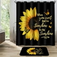 thumbnail image 3 of FRAMICS 16 Pc Sunflower Butterfly Shower Curtain and Rug Sets, Flower Quotes Bathroom Sets, Black Waterproof Fabric Shower Curtain with 12 Hooks and Toilet Rugs, 3 of 8