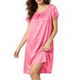 thumbnail image 2 of Blmnix Lightweight Nightgowns Sleep Shirts for Women Satin Nightgown Sleep Dresses Sleep Dress Knee Length Short Sleeve Red Crew Neck Mumu Nightgown for Women, 2 of 7