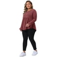 thumbnail image 3 of DARING DIVA Women's Plus Long Sleeve Flared Sleeves Peplum Top 4X Burgundy, 3 of 5
