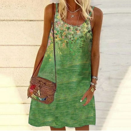 

Summer Sleeveless Printed Loose Sling Dress Note Please Buy One Size Larger