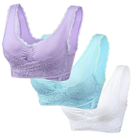 Mzoazpie Women s Front Side Buckle Support Bra Lace Edge without Steel Backless Bra Ring Movement Seamless Gathering Women s Sports Bra Adjustment Yoga Sleep Large Womens Strapless Bras Bra