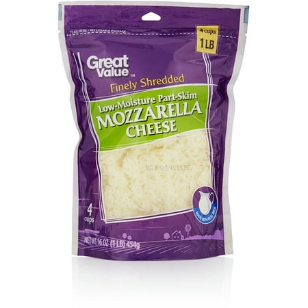 Great Value Finely Shredded Mozzarella Cheese, 16 oz ...