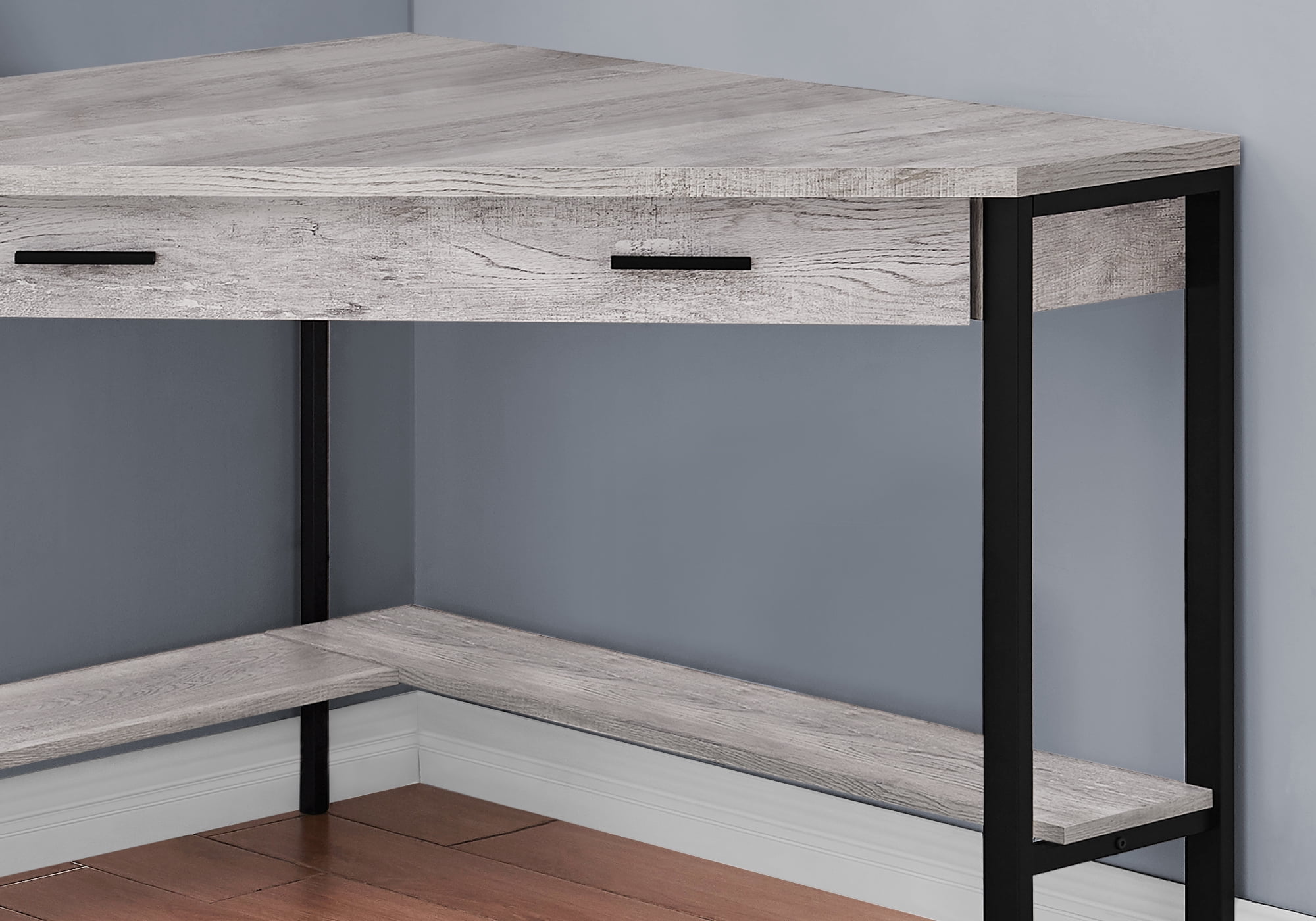 Contemporary Home Living 42" Gray and Black L-Shaped Contemporary Computer Desk