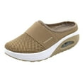 thumbnail image 2 of Women's Slip-On Walking Shoes, Air Cushioned Comfort Knit Sneakers with Breathable Mesh, for All-Day Wear, Travel & Standing Work Khaki 37, 2 of 3