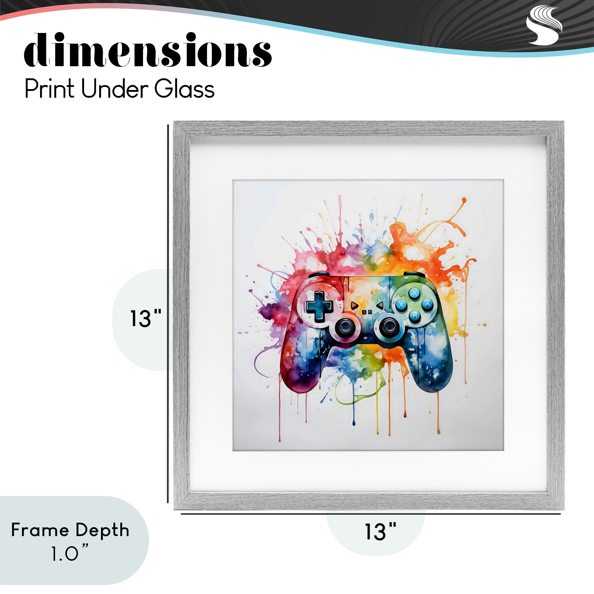 Stupell Industries Colors of Gaming Splatter Gray Framed Print Under Glass, design by Creative Studio