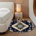thumbnail image 3 of Round Area Rug 3ft,Retro Aztec Ethnic Style Washable Carpet Non-Slip Runner Accent Rugs Indoor Floor Mat for Bedroom Living Room Decor,Abstract Geometric Stripes, 3 of 9