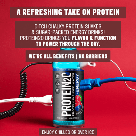 Protein2o 15g Whey Protein Infused Water Plus Energy, Cherry Lemonade, 16.9 oz Bottle (4 Count)