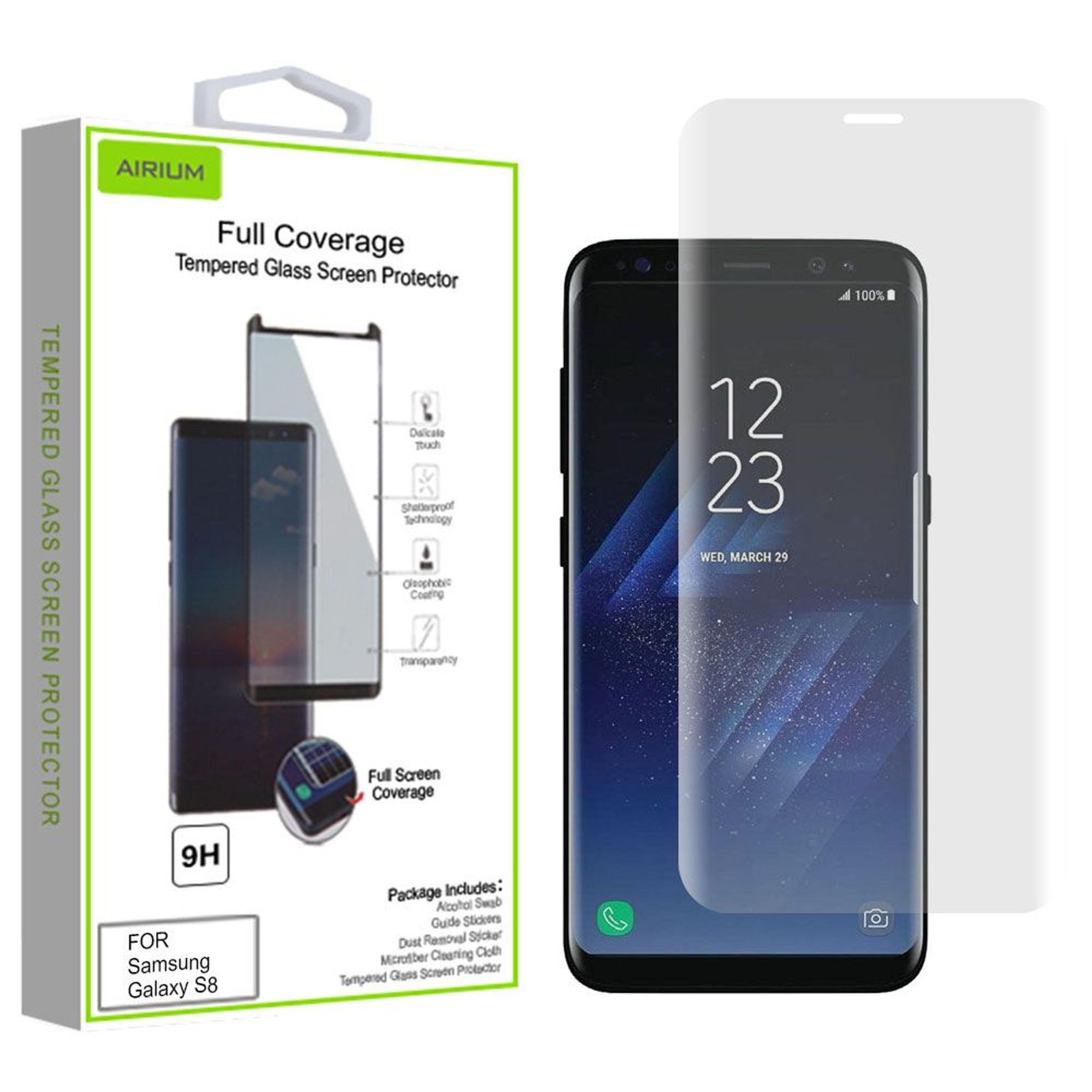 For Galaxy S8 Screen Protector, by Insten Full Coverage Clear Tempered