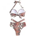 thumbnail image 4 of Women's Bikini Set Underwire Steel Bra Fashion Digital Print High Waist Two Piece Sexy Swimsuit for Beach Summer Vacation,Red,XL, 4 of 8