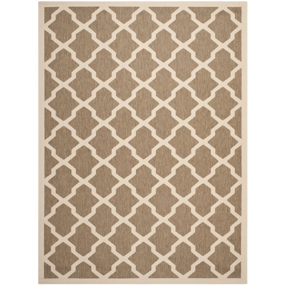 Safavieh Courtyard Amber Geometric Indoor/Outdoor Area Rug, Brown/Bone, 9' x 12'