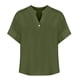 thumbnail image 5 of Camisas para mujer,Camiseta informal de manga corta con cuello redondo para mujer, mezcla de algodón y lino, blusa holgada para verano, para usar en casa, sopatenor, 5 of 8