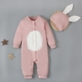 thumbnail image 4 of JAJAHO Easter Bunny Romper Baby Boy Girl Jumpsuit Cute Long Sleeve Button Down Onesie With Ears Hat 2 Piece Holiday Outfits 0-3T Cozy One-Pieces, 4 of 8