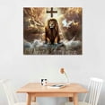 thumbnail image 2 of Awypu Lion of Judah Canvas Prints Wall Art, Lamb of Jesus, Wooden cross, The Lord's prayer, Landscape Canvas Picture Artword Home Decor for Living Room, 2 of 6