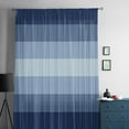 thumbnail image 5 of Navy Blue Ombre Semi Sheer Curtains Drapes for Living Room, Bedroom, French Doors Window 96 Inches Long, Gradient Navy Blue Woods Farmhouse Rod Pocket Chiffon Curtain Drapery Voile Draperies Panel, 5 of 6