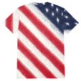 thumbnail image 5 of Men's American Flag T-Shirt Cotton-Like Stretch Jersey Patriotic Short Sleeve Crew Neck Tee Wave Art Blue L, 5 of 6