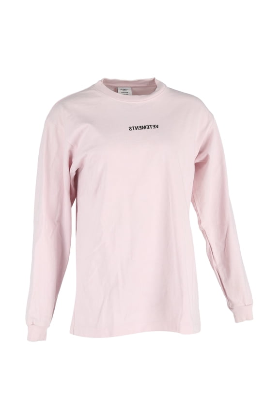 Pre-Owned Vetements Inverted Logo T-Shirt in Pastel Pink Cotton