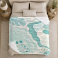 thumbnail image 5 of Aqua Abstract Sea Shapes with White Waves and Pebbles, Playful Coastal Motif for Beach Lovers, Birthday Gift, Soft Flannel Blanket for Beach House and Reading Nook, Coastal Home Decor, 5 of 9