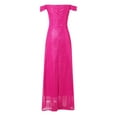 thumbnail image 5 of Casual Dresses For Womens Solid Color Prom Party Sequin Maxi Short Sleeve Sequins Spring Fall Winter Off Shoulder Fashion Winter Wedding Evening Party Dress Holiday Wear,Pink,M, 5 of 5