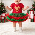 thumbnail image 2 of NOLDARES Baby Girl Christmas Dress Xmas Tree Romper Pompom Star Tutu Dresses Bow Newborn Clothes,Size 3-6 Months, 2 of 9