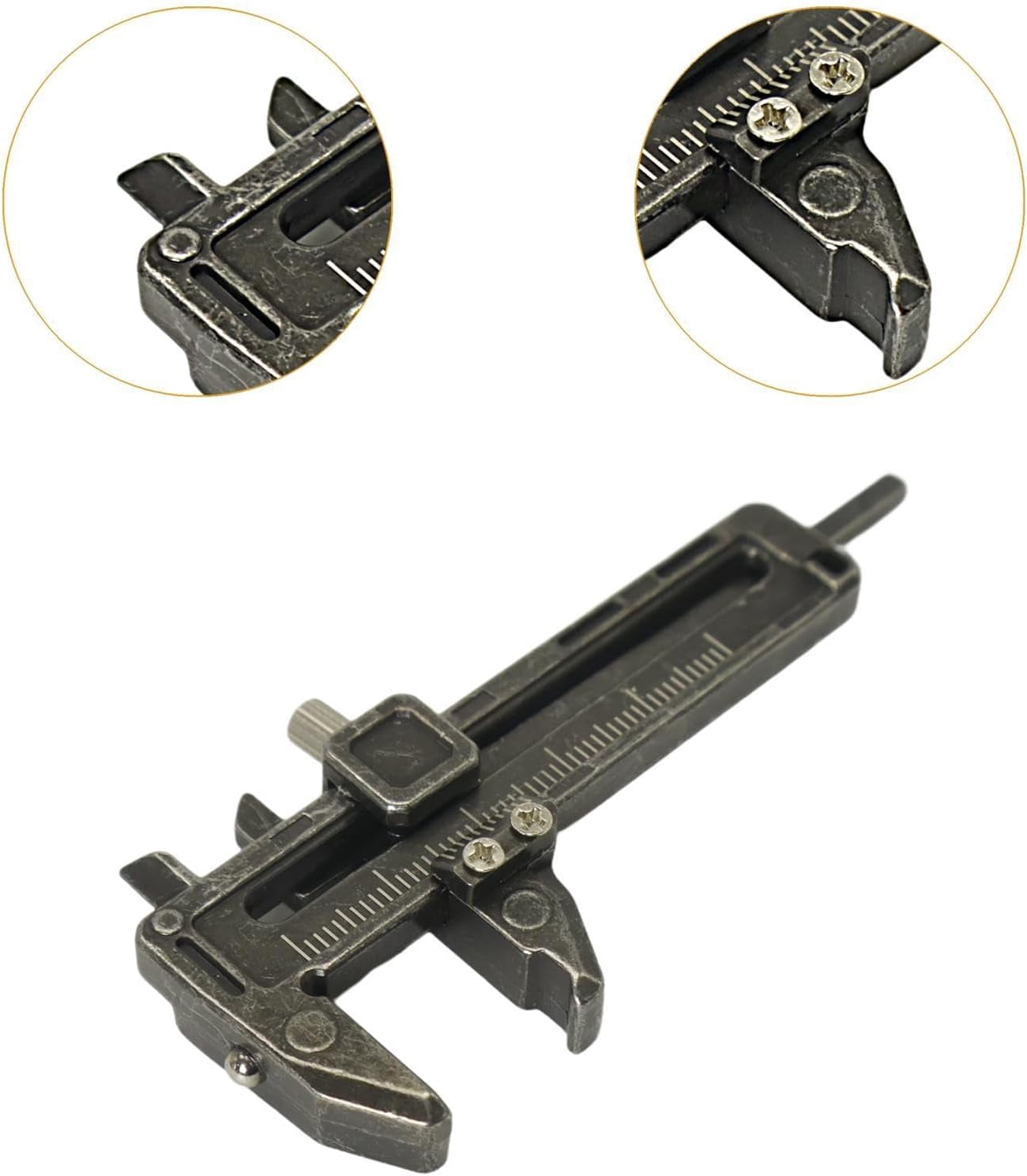 Mini Vernier Caliper 0-50mm, Brass Color Zinc Alloy Pocket Slide Caliper, Multifunctional Precision Measuring Tool for Various Measuring Tasks