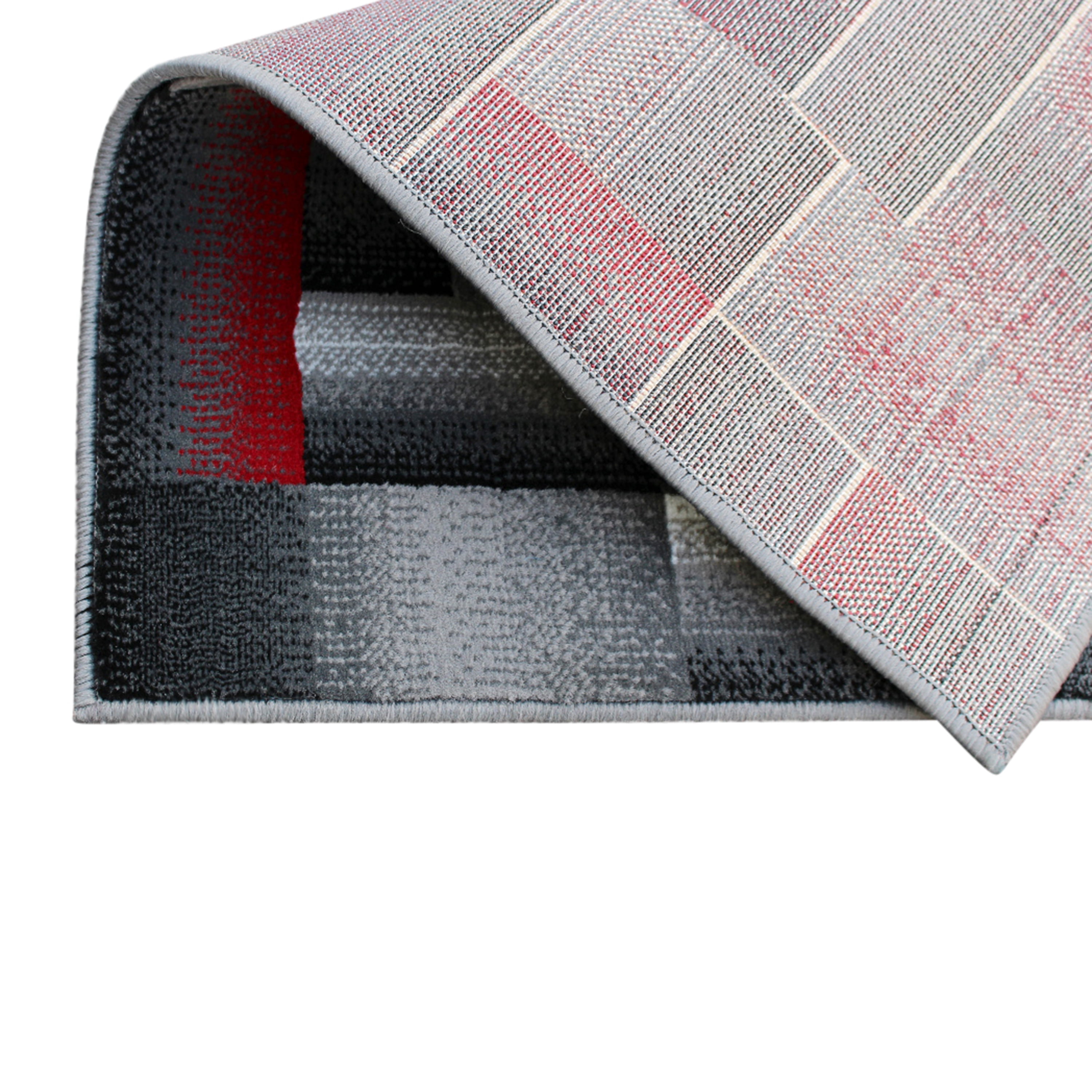 BizChair Modern Contemporary Mat Area Rug, Red Grey Black (2 Feet X 3 Feet) Mat