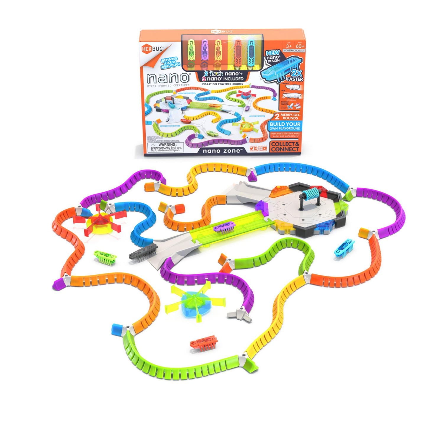 HEXBUG Flash Nano Nano Zone - Colorful Sensory Playset for Kids - Build Your Own Zone - Over 60 Pieces and Batteries Included, HEXBUG Nano Playset