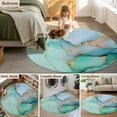 thumbnail image 6 of Teal Marble Round Rugs 3ft, Abstract Art Modern Geometric Golden Non Slip Washable Rug Runner, Low Pile Indoor Floor Carpet Mat Bathroom Rugs for Living Room, Bedroom, Kids Room, 6 of 9