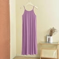 thumbnail image 5 of Women's Solid Color Crew Neck Spaghetti Strap Mini Nightgown, Loose Sleeveless Casual Home Sleep Slip Dress Watermelon Red XL(XL), 5 of 8