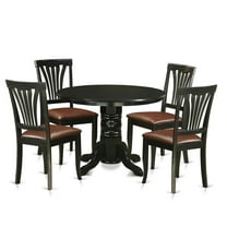 East West Furniture Shelton 5-piece Wood Dining Set with Leather Chairs in Black