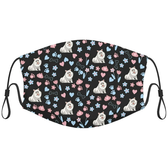 Cute Samoyed Dog Graphic Printed Cloth Face Masks Reusable Washable Adjustable for Adults (1 PCS)