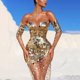 thumbnail image 2 of Vestido de verano para mujer, con lentejuelas y hombros descubiertos, sexy, de malla, con perspectiva, vestido de noche largo, 2 of 5