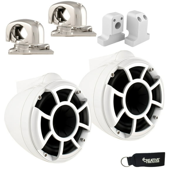 Wet Sounds for Supra FxONE - REV 8 Swivel Clamp Tower Speakers - WHITE (Pair) w/ Supra FxONE Upper Tower Brackets