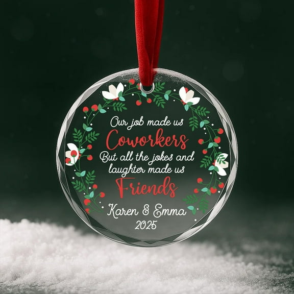 Personalized coworker glass ornament | work friend Christmas gift; office appreciation keepsake; custom name holiday decoration