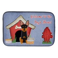 Carolines Treasures WDK5474DDM 21 X 14 In. Summer Sunflowers Black Silver Schnauzer Dish Drying Mat