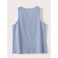 thumbnail image 4 of Craaazy Women's Plus Size Casual Tops Loose Fit Striped Round Neck Button Front Curved Hem Sleeveless Cotton Linen Tank Tops for Summer Daily Wear Gift, 4 of 6