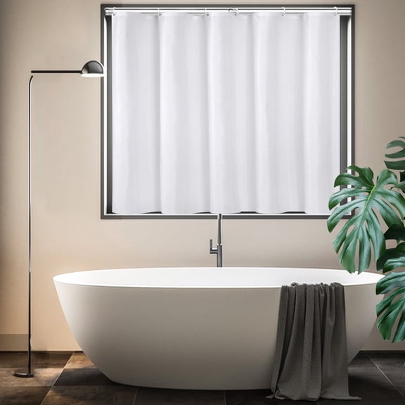 EMLTHORY White Shower Window Curtain 40x36 Inch, Small Short Bathroom Window Curtain with Hooks,Waterproof Fabric Small Curtain for Kitchen Car Rack Bedroom Bathroom Windows,Machine Washable