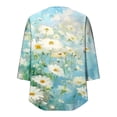 thumbnail image 7 of Levmjia Womens Tops Fashion 3/4 Sleeve Pleated Tunic Casual Blouse Round Neck Printed Polyester Shirt Loose Fit Comfortable Vacation, 7 of 7