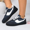 thumbnail image 6 of Domzle Women Retro Gum Sole Fashion Sneakers | Faux Leather Classic Tennis Skate Walking Shoes Anti Slip Trainers Blue, 6 of 7