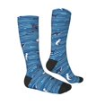 thumbnail image 3 of Bingfone Compression Socks For Women And Men Long Socks For Running Athletic Cycling Nurse-Sharks On White Blue Striped, 3 of 9