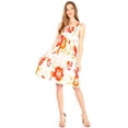 thumbnail image 5 of Sakkas Murni Women's Casual Summer Cocktail Elastic Stretchy Floral Print Dress - W-Orange - One Size, 5 of 5