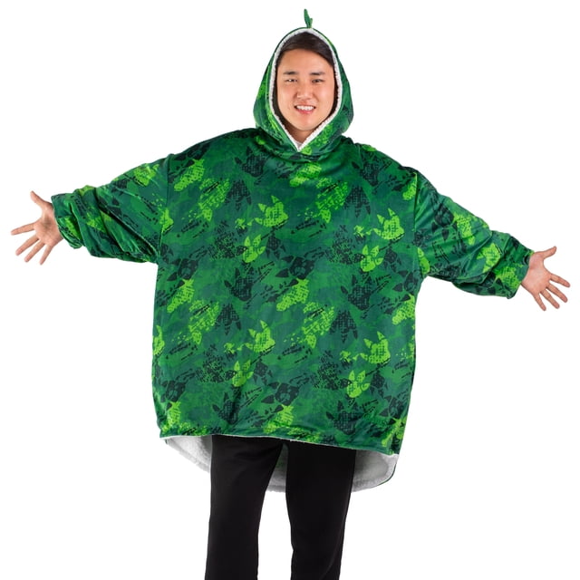 Bare Home Plush Sherpa Wearable Blanket - Fluffy & Soft - Lightweight - Adult, Dinosaur